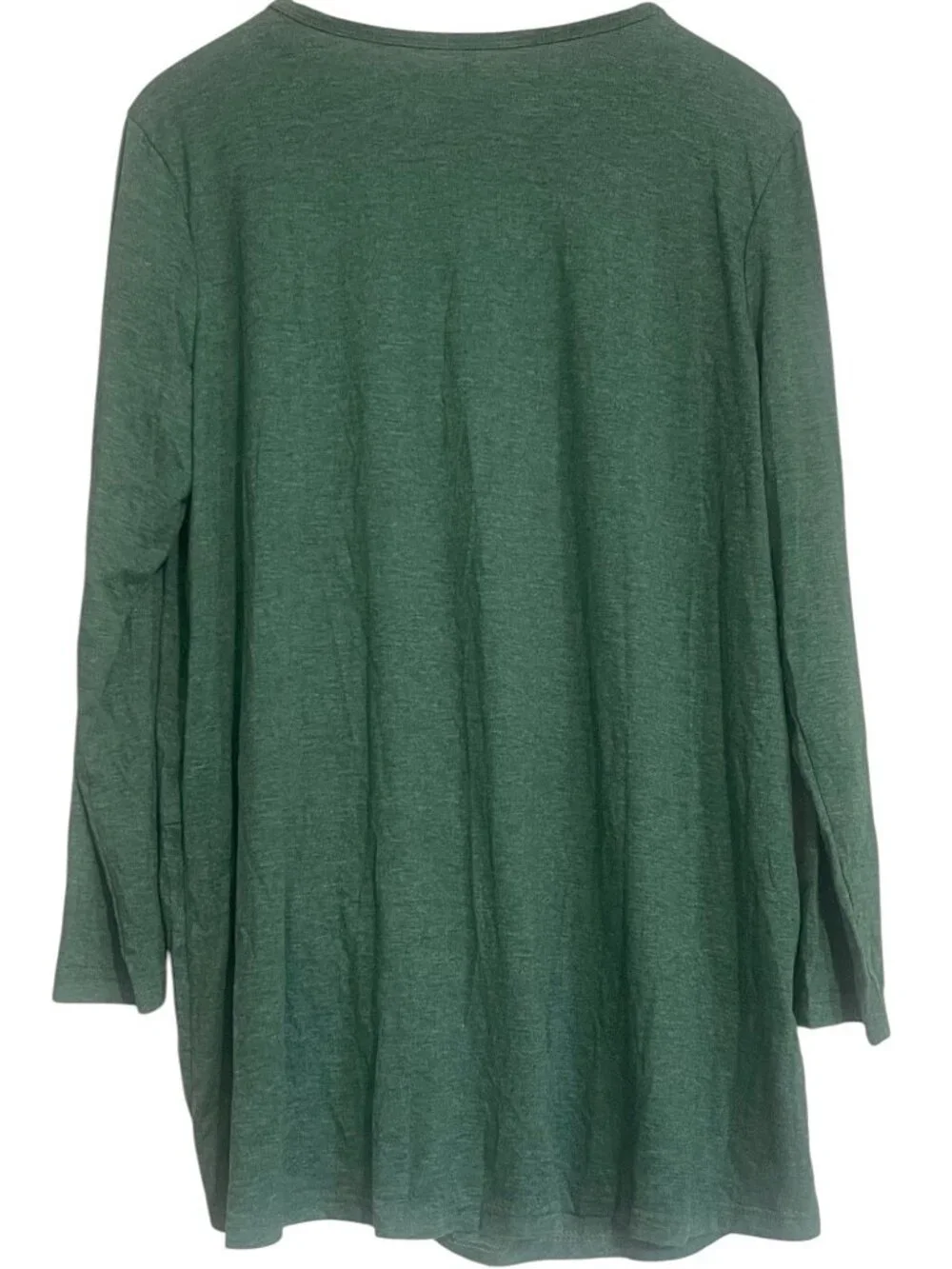 Plus Size 2XL Forest Green Knot Hem Long Sleeve Top Dark Green Tunic Blouse - Picture 5 of 8